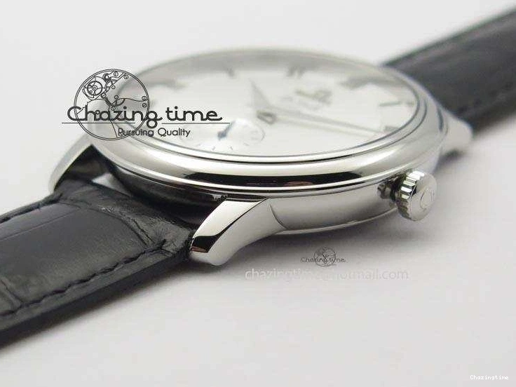 0420 Flexible De Ville MK 1:1 Best Edition SS White Dial On Black Leather Asian Seagull T1701 (Sec@6) 8244